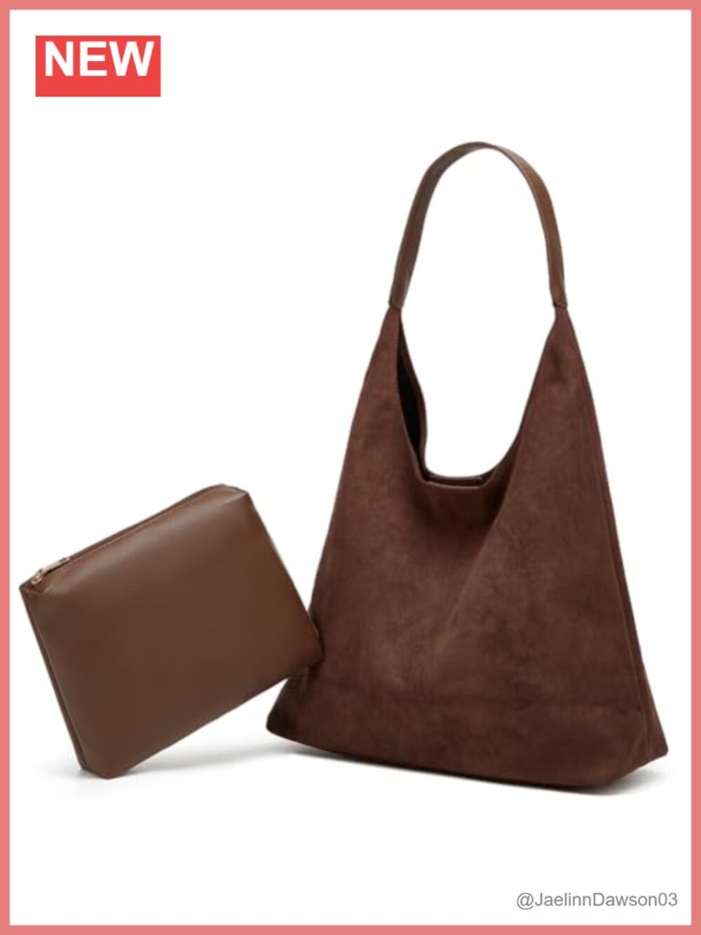 Large Faux Suede Hobo Shoulder Bag Slouchy Tote Purse